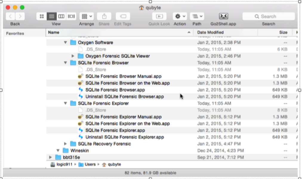 Sanderson SQLite Forensic Toolkit on a Mac OS X using CrossOver ...