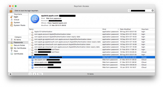 how to access keychain passwords on my mac appleid