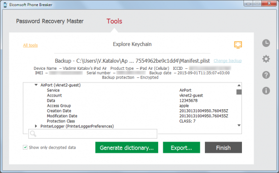 key a password from mac keychain for a microsoft product