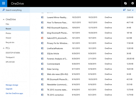 OneDrive files