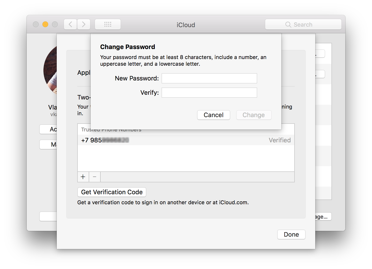 change mac password through icloud