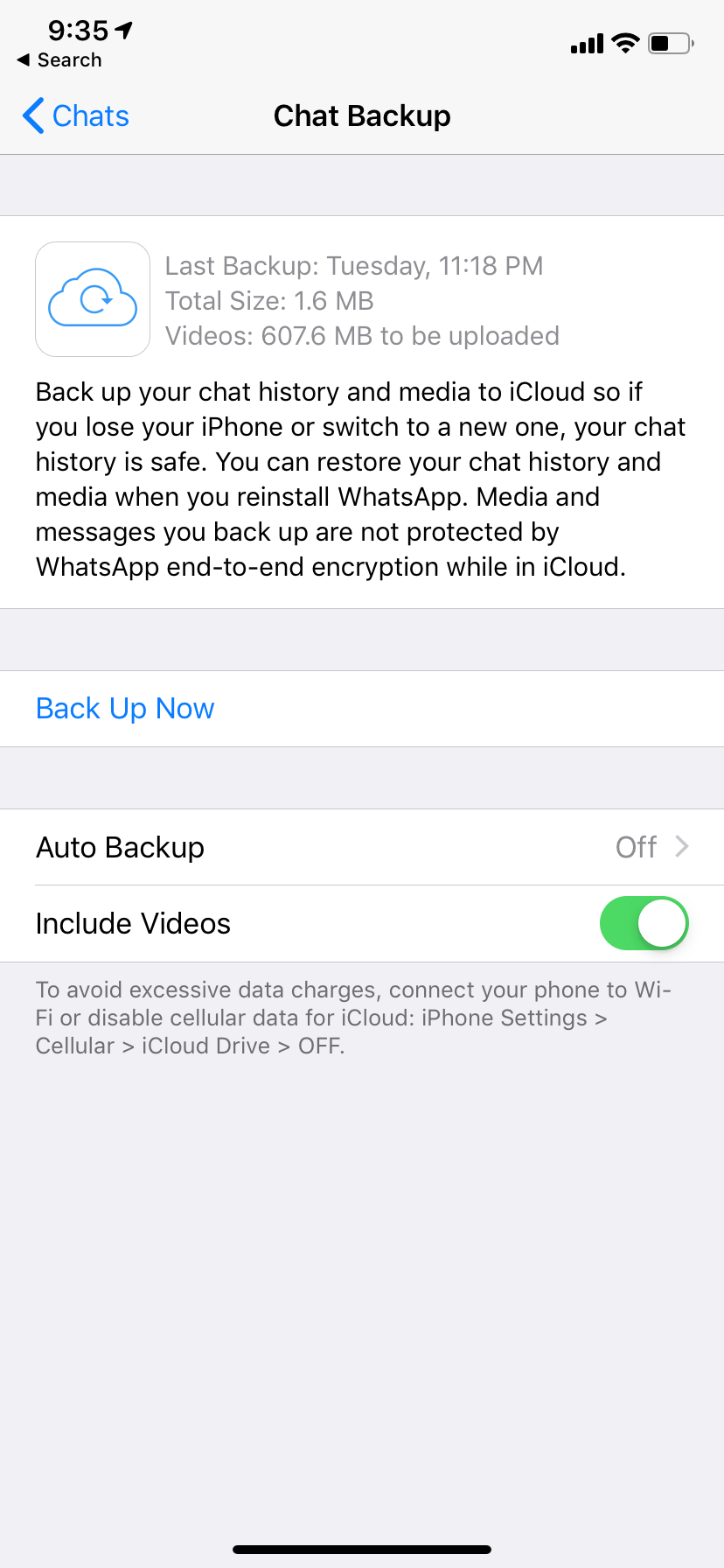 whatsapp backup stuck